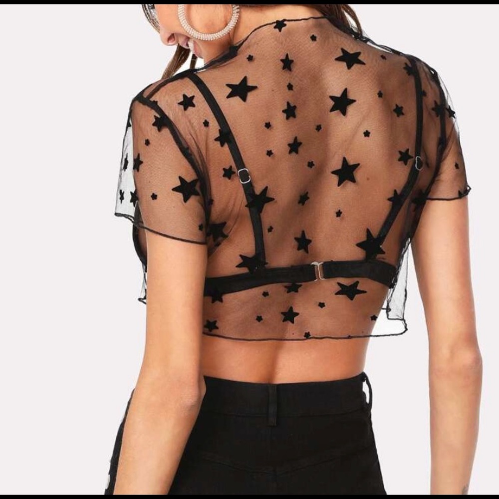 Mesh star crop top